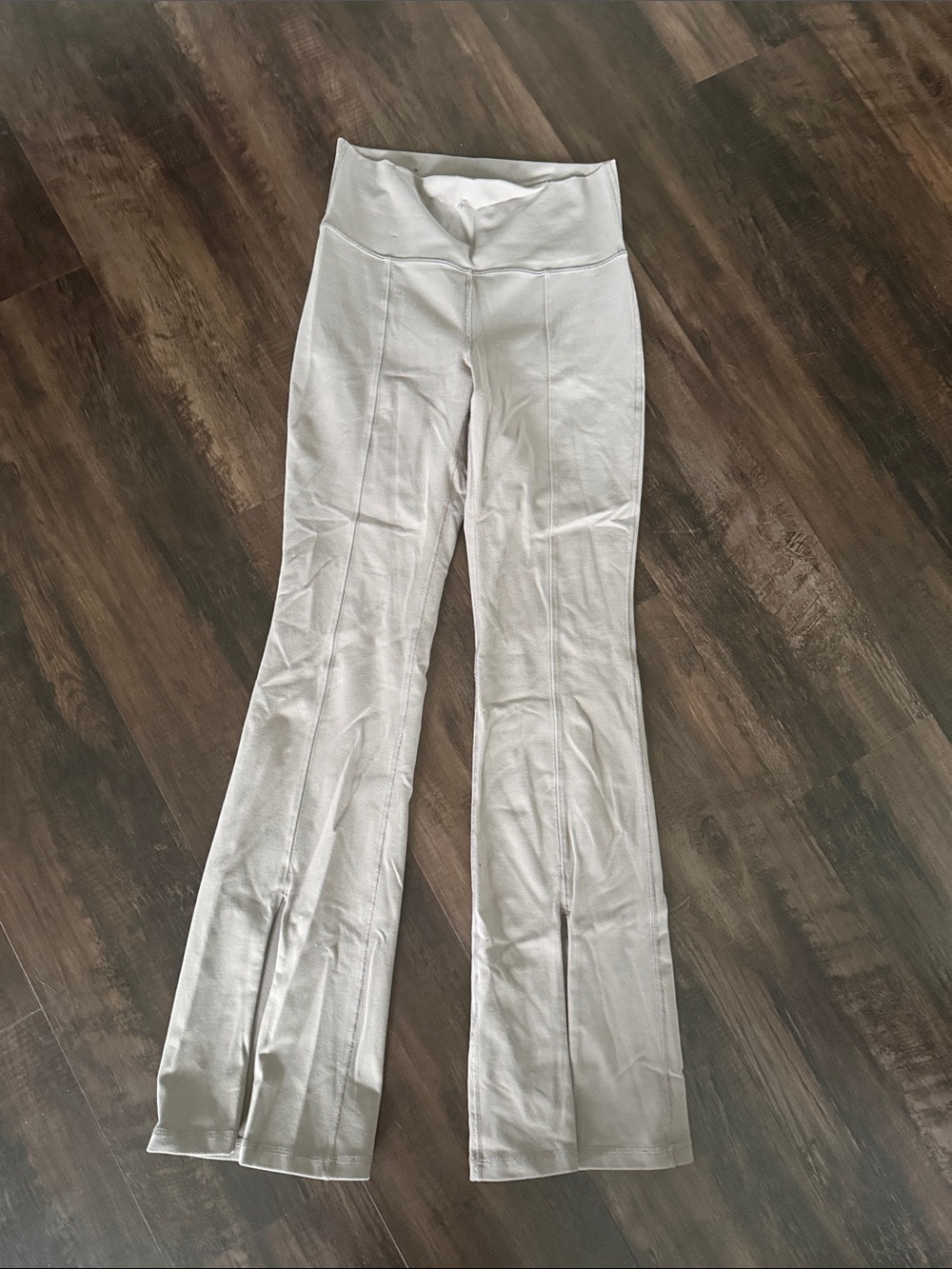 TNA Light Tan High-Rise Flare Pants